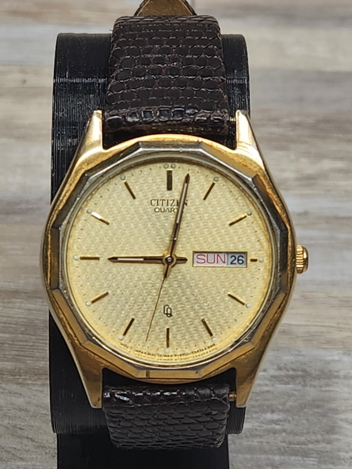 Citizen Watch Men 36mm Gold Tone Daydate Lizard Skin Band New BatteryWorks